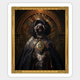 Stately Portuguese Water Dog - Medieval Portuguese King (Framed) Sticker